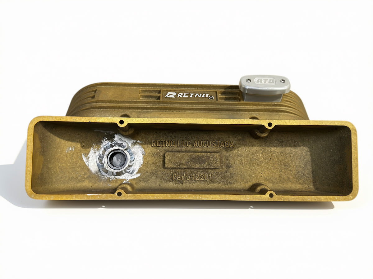 Retno SBC Gold Sandcast Aluminum Valve Covers - retnoco