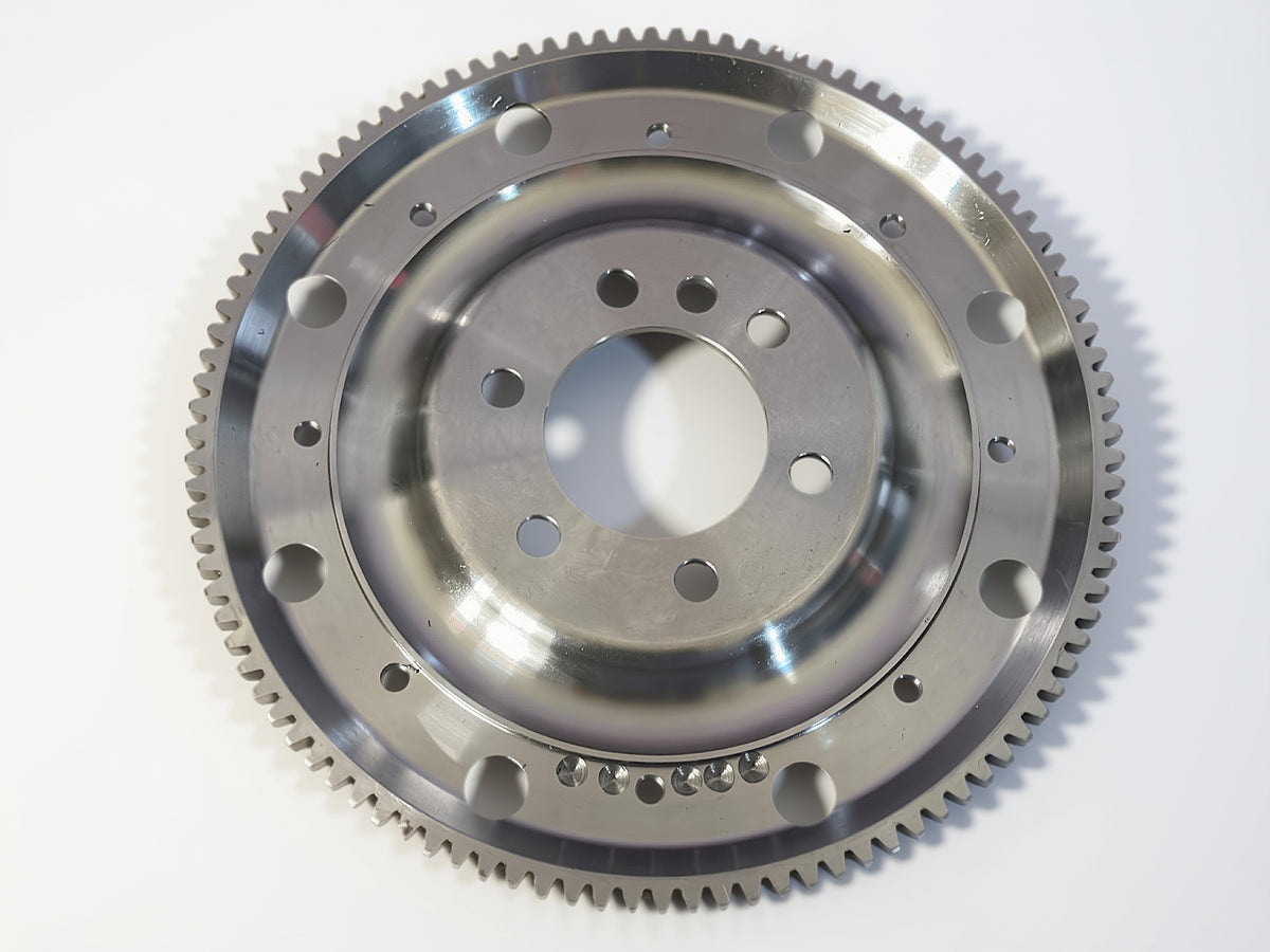 Retno 104T 8-Bolt Steel Flywheel - Polished Aluminum - retnoco
