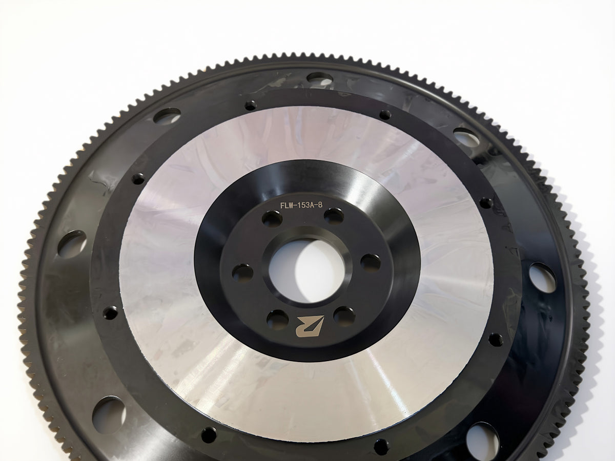 Retno 153T 8-Bolt Ford Racing Flywheel – Black Oxide & Polished Aluminum Finish - retnoco