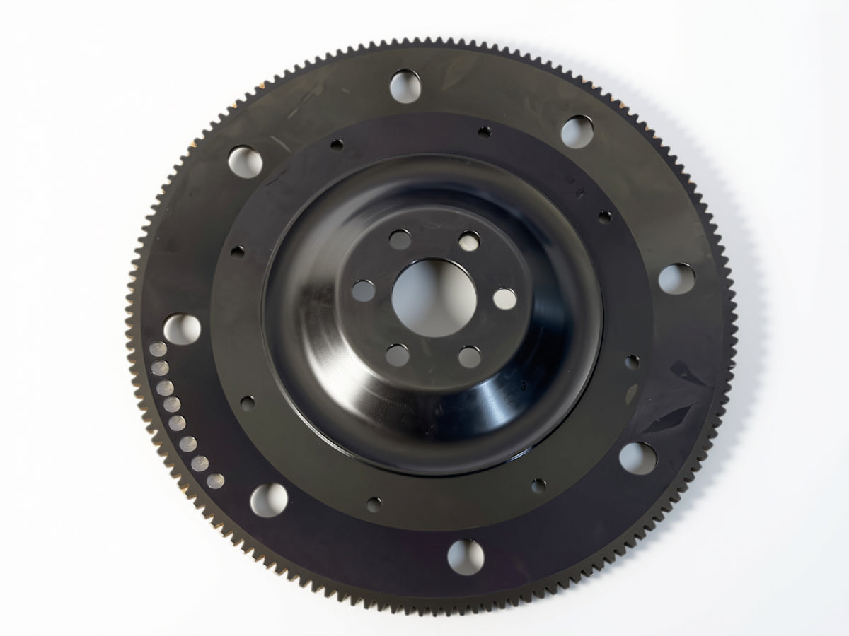 Retno 153T 8-Bolt Ford Racing Flywheel – Black Oxide & Polished Aluminum Finish - retnoco