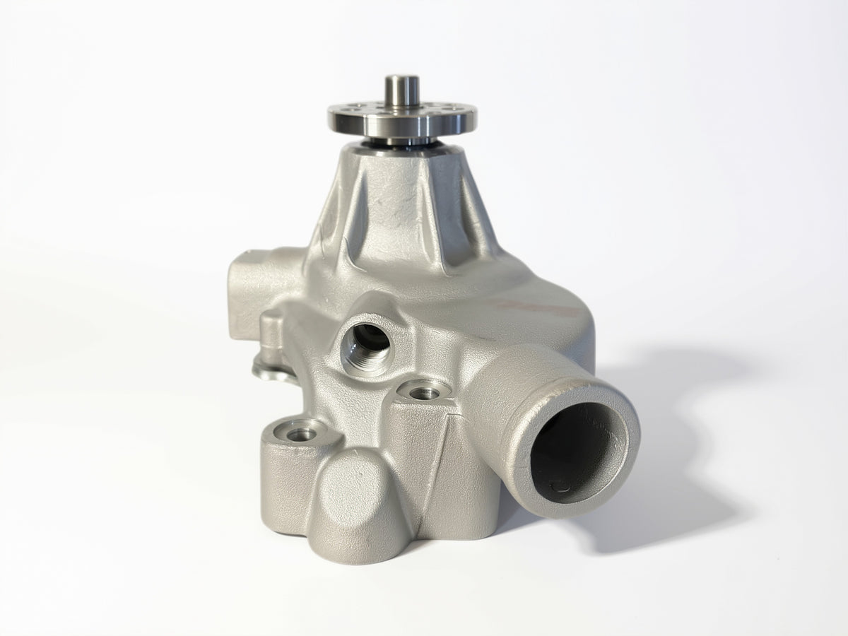 Retno High-Volume Aluminum Water Pump – Short Nose, Ribbed Housing, SBC - retnoco
