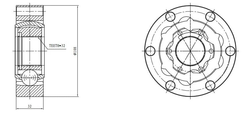 Retno Race Series CV Joint – 32-Spline 930 Style, 4340 Chromoly - retnoco