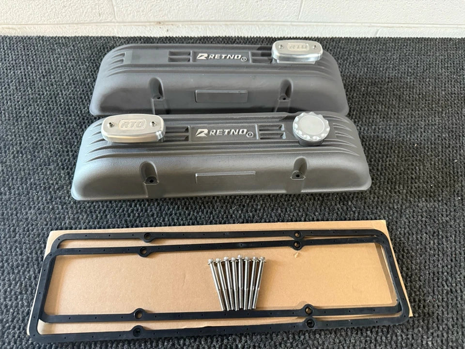SBC Retno Aluminum Sandcast Valve Covers - retnoco